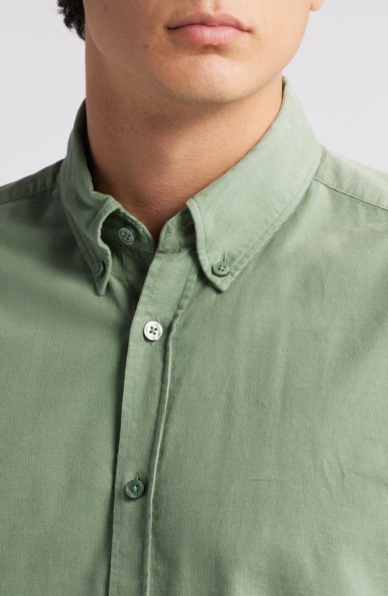 BOSS Liam Solid Cotton Corduroy Button-Down Shirt, Alternate, color, Light Green