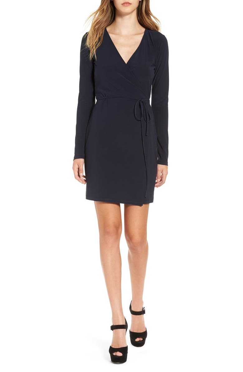 Leith Long Sleeve Wrap Dress, Main, color, 