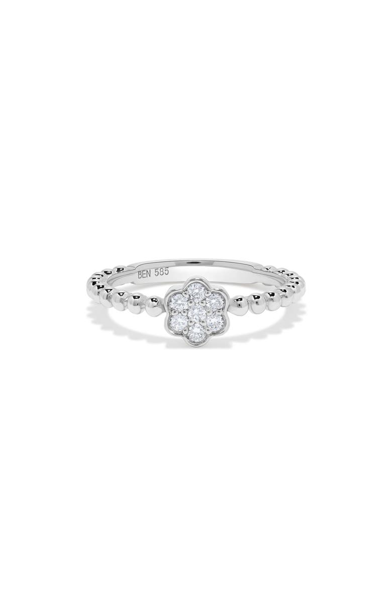 H.J. Namdar Beaded Floral Stacking Ring, Alternate, color, White Gold