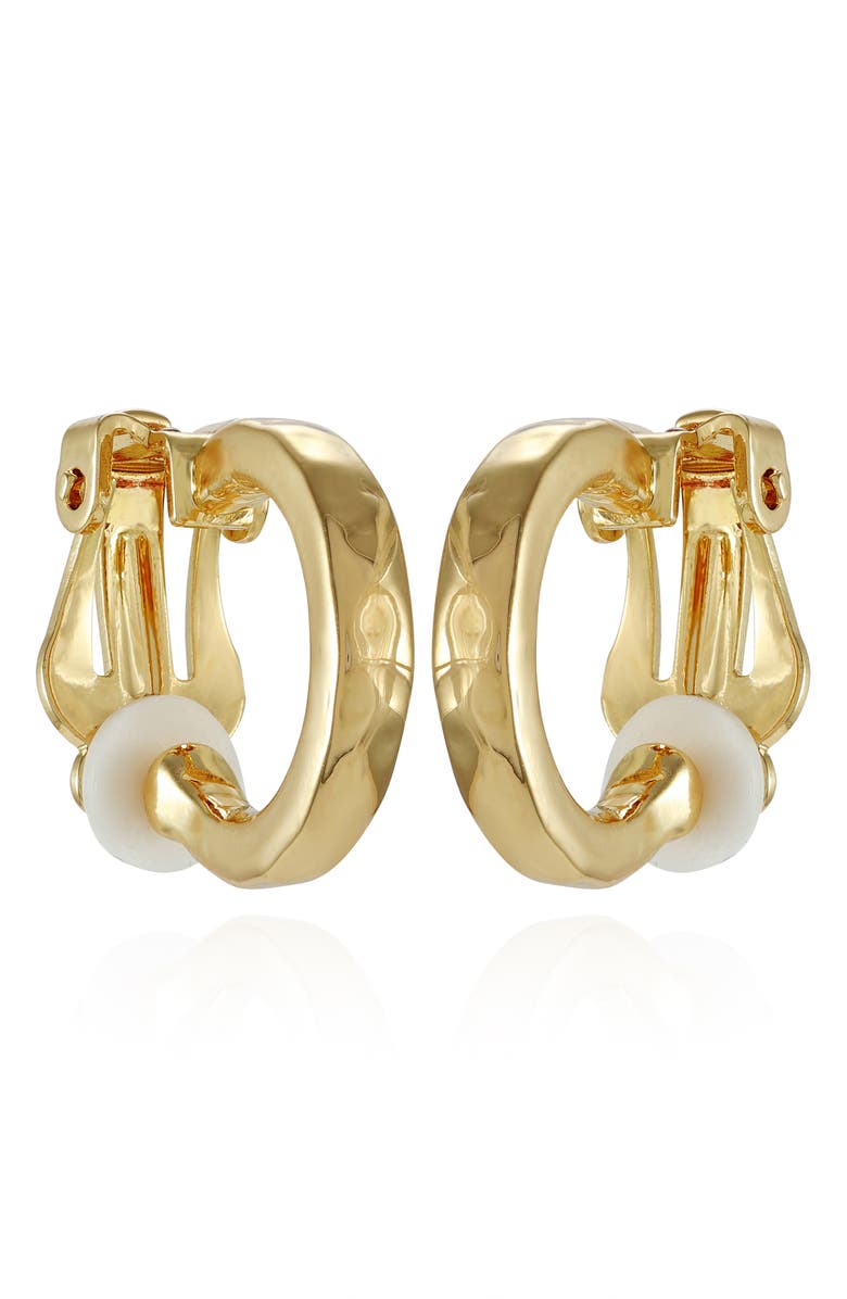 T Tahari Textured Clip-On Hoop Earrings, Main, color, Silver Tone