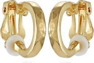 T Tahari Textured Clip-On Hoop Earrings