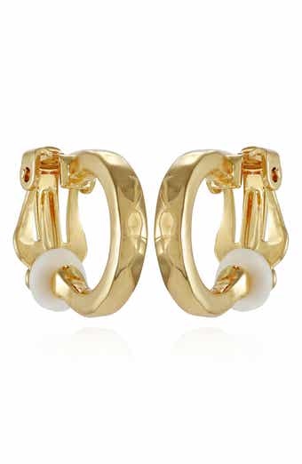 T Tahari Textured Clip-On Hoop Earrings