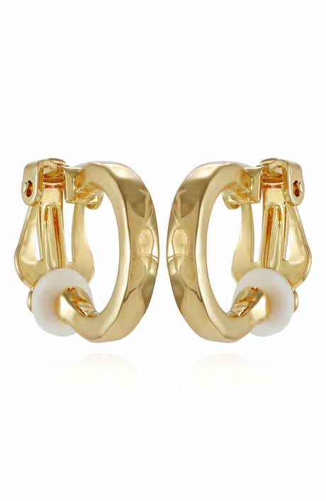 T Tahari Textured Clip-On Hoop Earrings