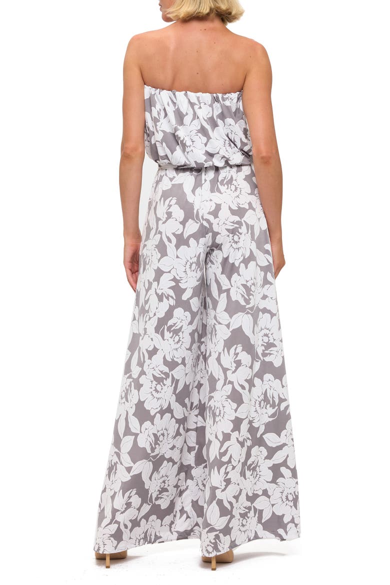 Printed Strapless Wide Leg Jumpsuit, Alternate, color, GREY