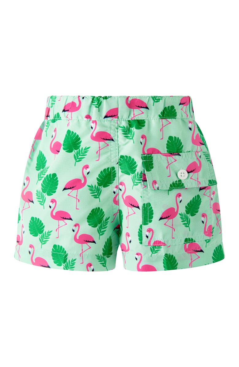 Rachel Riley Flamingo Swim Shorts, Alternate, color, Green