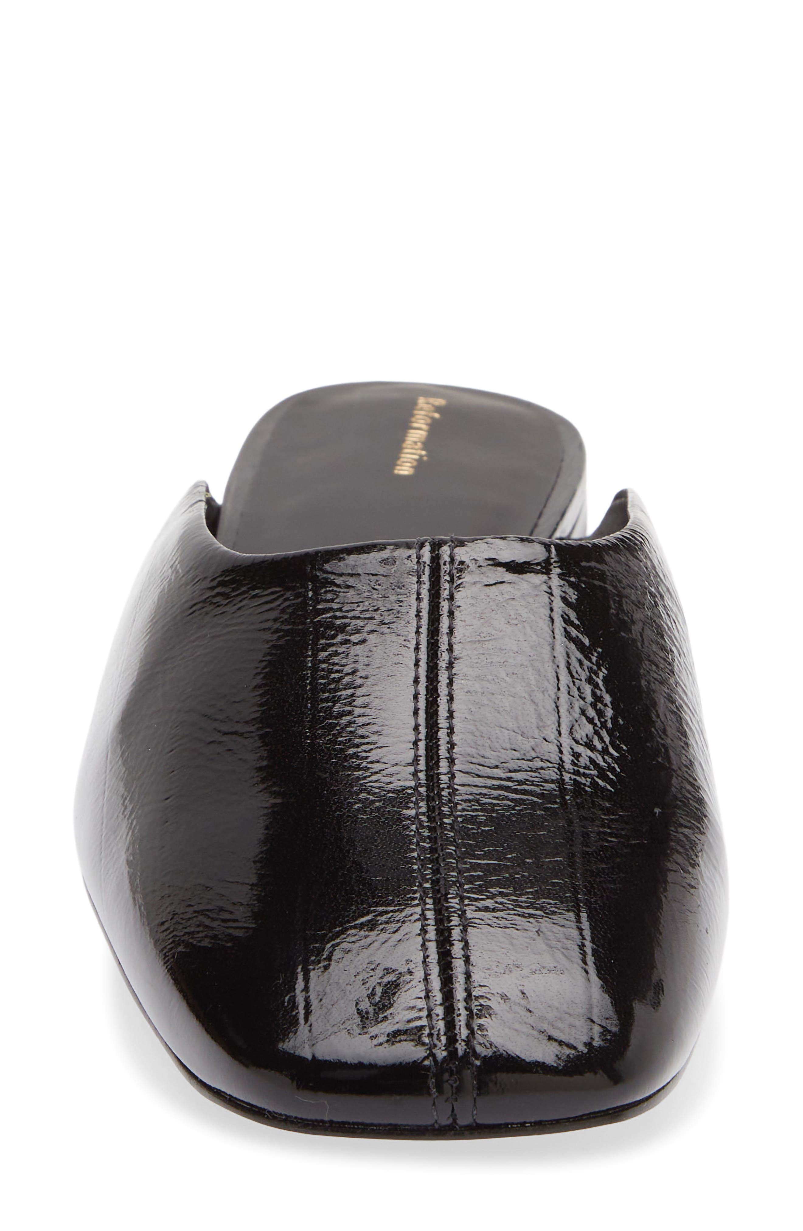 Inez Flat Leather Mule, Alternate, color, BLACK EEL