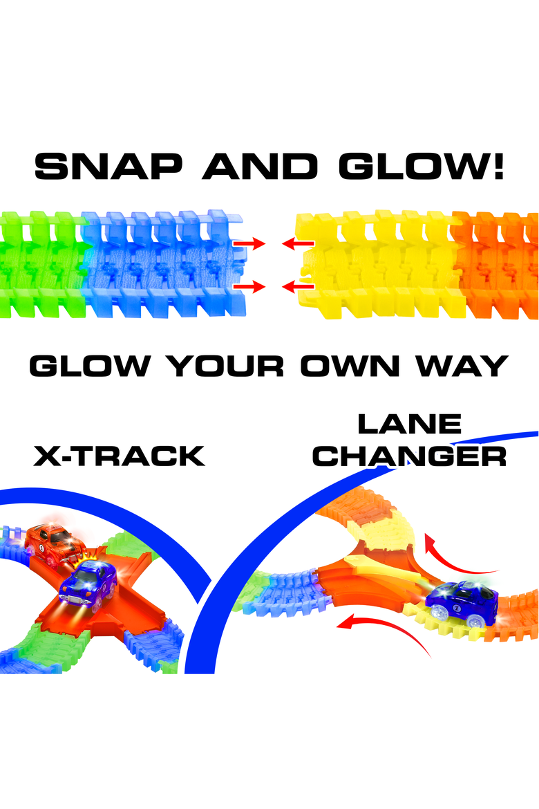 Large Glow Trax Race Tracks for Kids- 380pc, Alternate, color, Multi Color