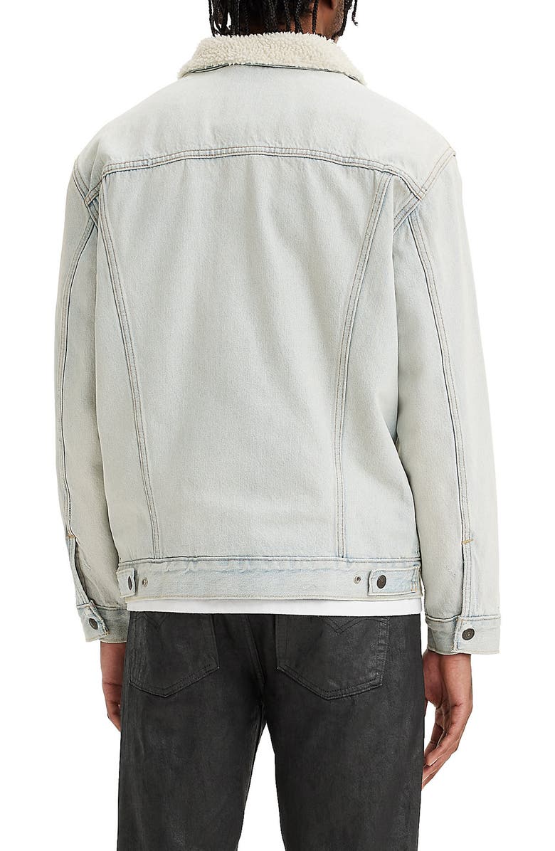 Levi's<sup>®</sup> Faux Shearling Lined Relaxed Fit Denim Trucker Jacket, Alternate, color,