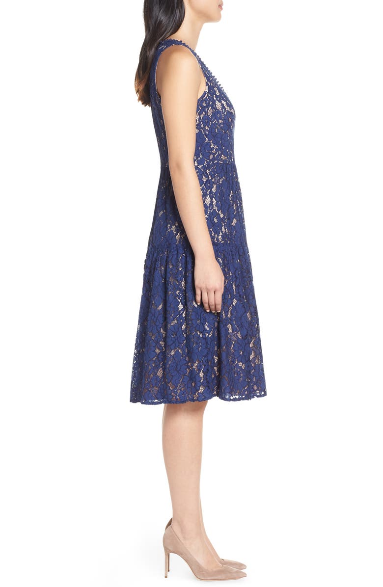 Eliza J Lace Fit & Flare Dress, Alternate, color, 