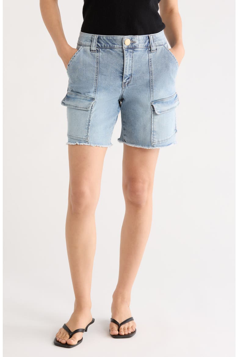 Fray Hem Cargo Shorts, Main, color, LIGHT BLUE