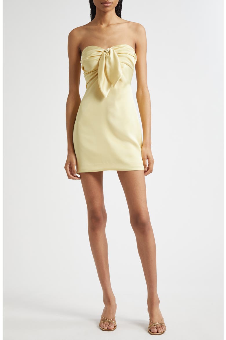 Orion Satin Bodice Strapless Minidress, Main, color, BUTTER