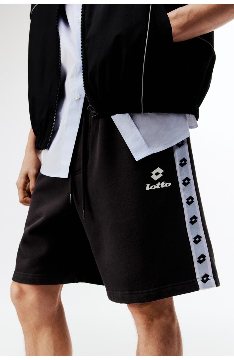 H&M Regular Fit Sweatshorts, Alternate, color, Black/Lotto