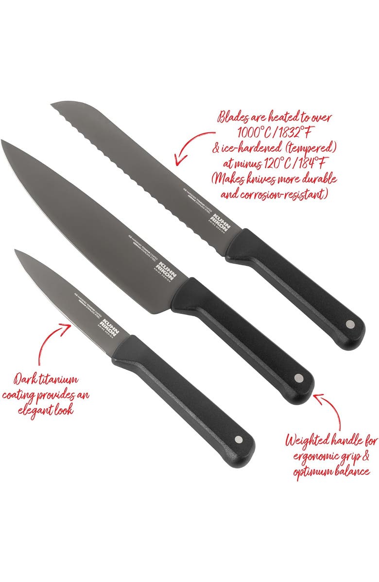 Kuhn Rikon ICED Serrated Utility Knife 5.12-Inch, Ice Hardened German Stainless Blade, Alternate, color, Black