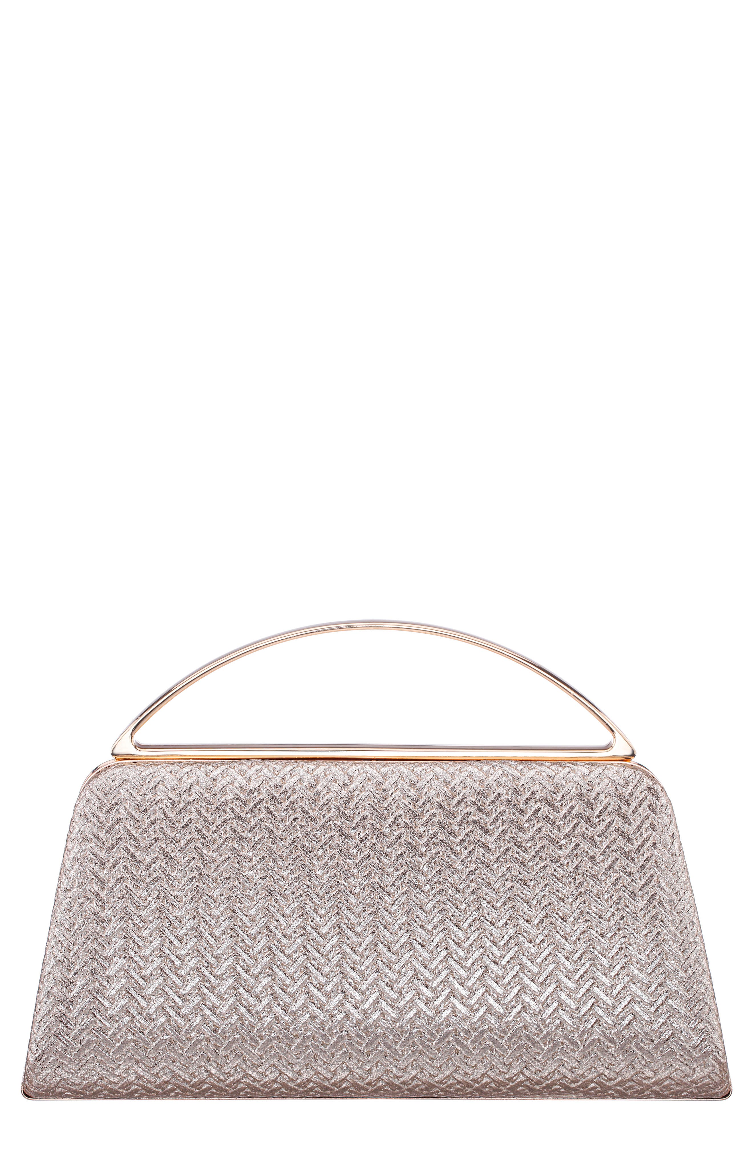 Genesis Woven Faux Leather Clutch, Main, color, LIGHT GOLD