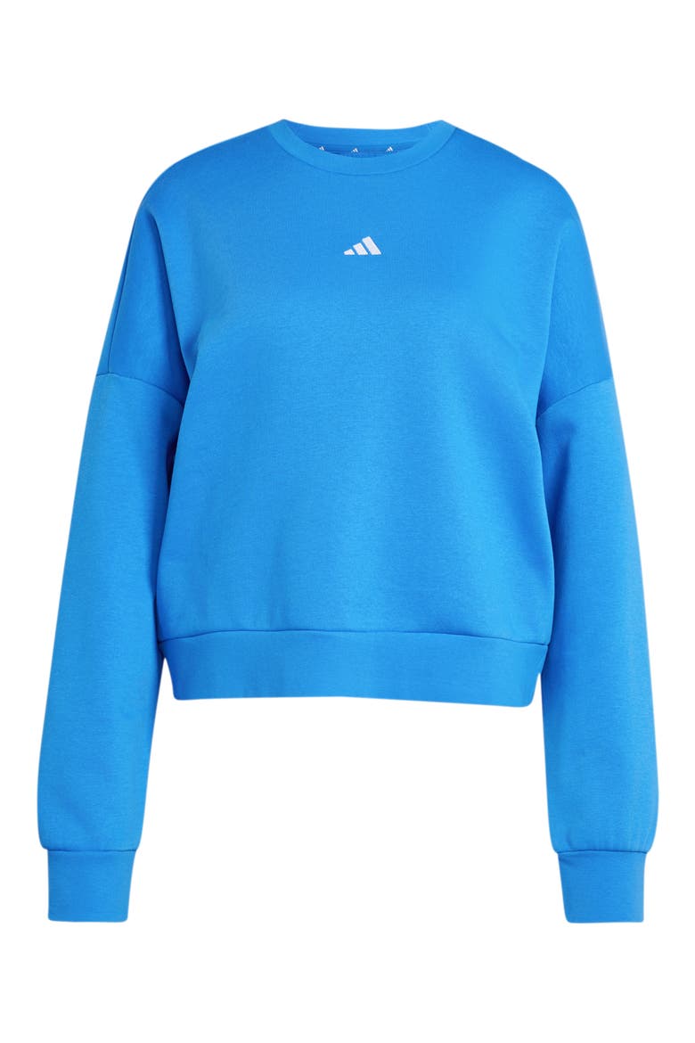 Essentials Small Logo Feel Cozy Sweatshirt, Alternate, color, RAY BLUE/ WHITE