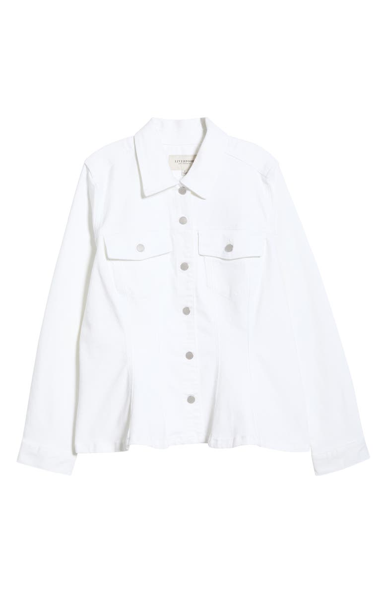 Liverpool Los Angeles Fit & Flare Trucker Jacket, Alternate, color, Bright White