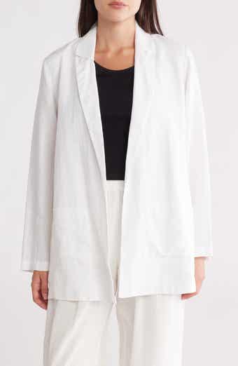 Notch Collar Organic Linen Long Blazer