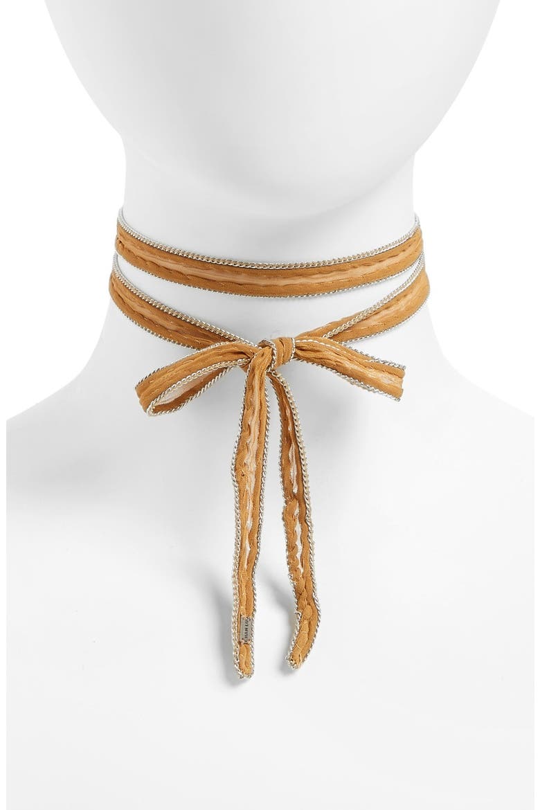 Chiffon Tie Necklace, Main, color, APPLE CINNAMON