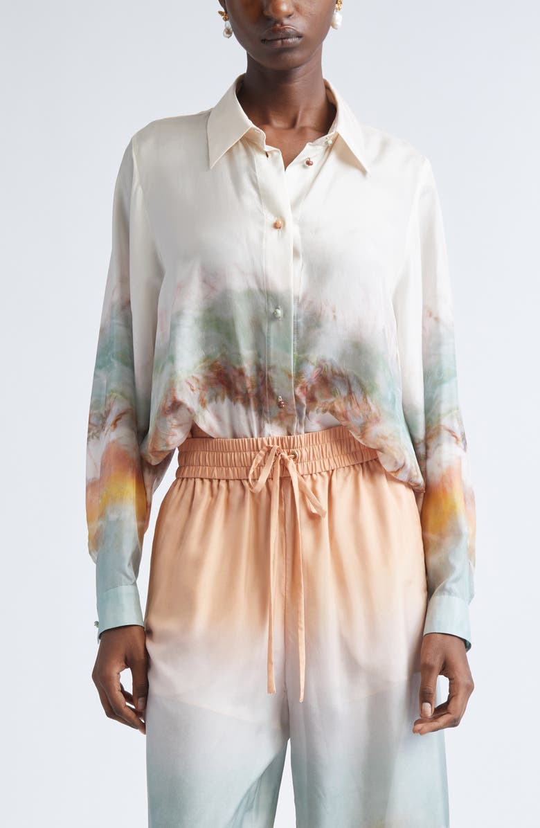 Zimmermann Daylight Relaxed Silk Shirt, Main, color, Tie Dye