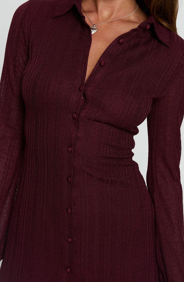 Princess Polly When You Sleep Long Sleeve Minidress, Alternate, color, Wine