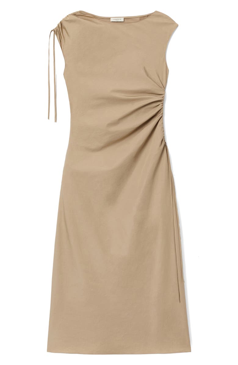 Lafayette 148 New York Gathered Organic Cotton Poplin Midi Dress, Alternate, color, Clay