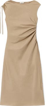 Lafayette 148 New York Gathered Organic Cotton Poplin Midi Dress