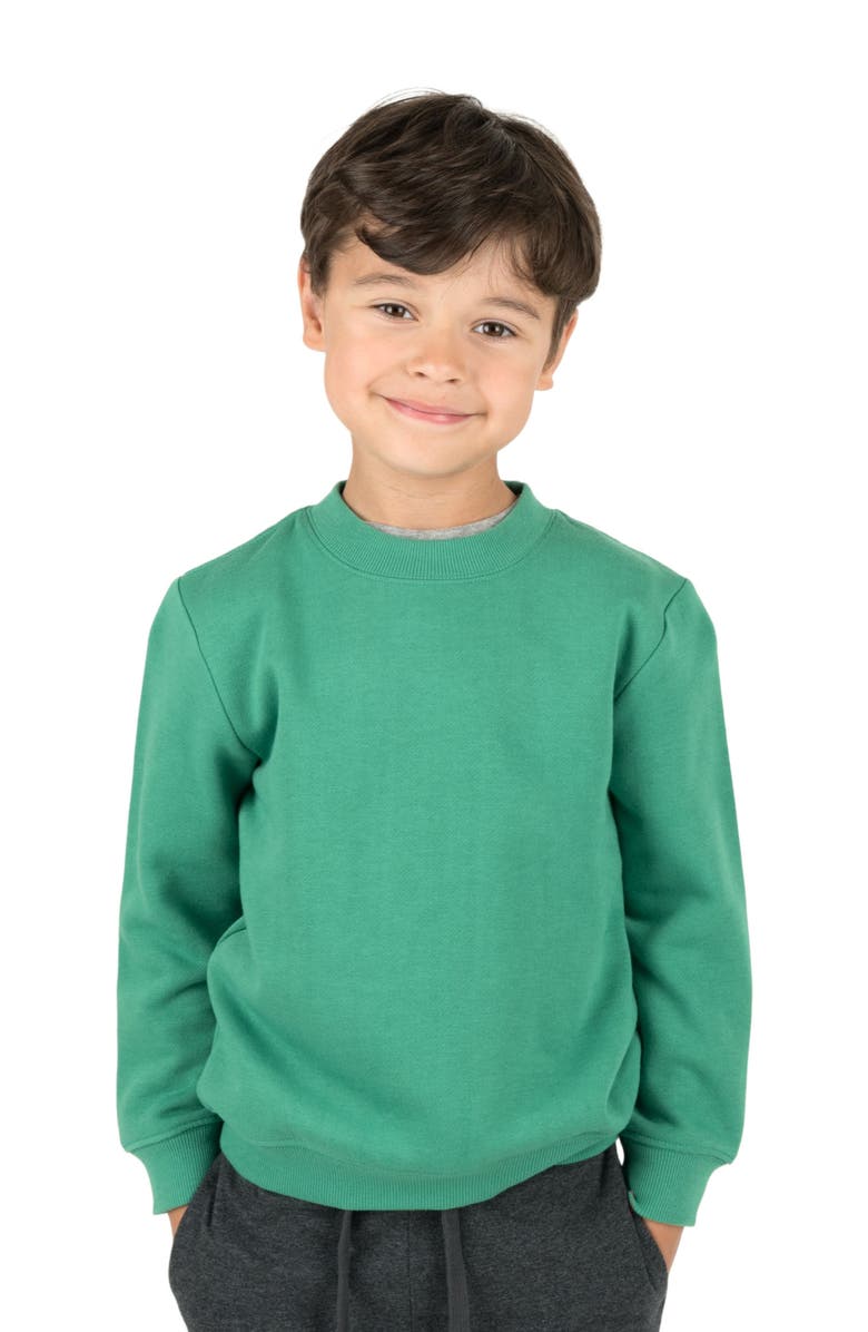 Leveret Kids Pullover Sweatshirt, Long Sleeve, Solid Colors, Alternate, color, Green