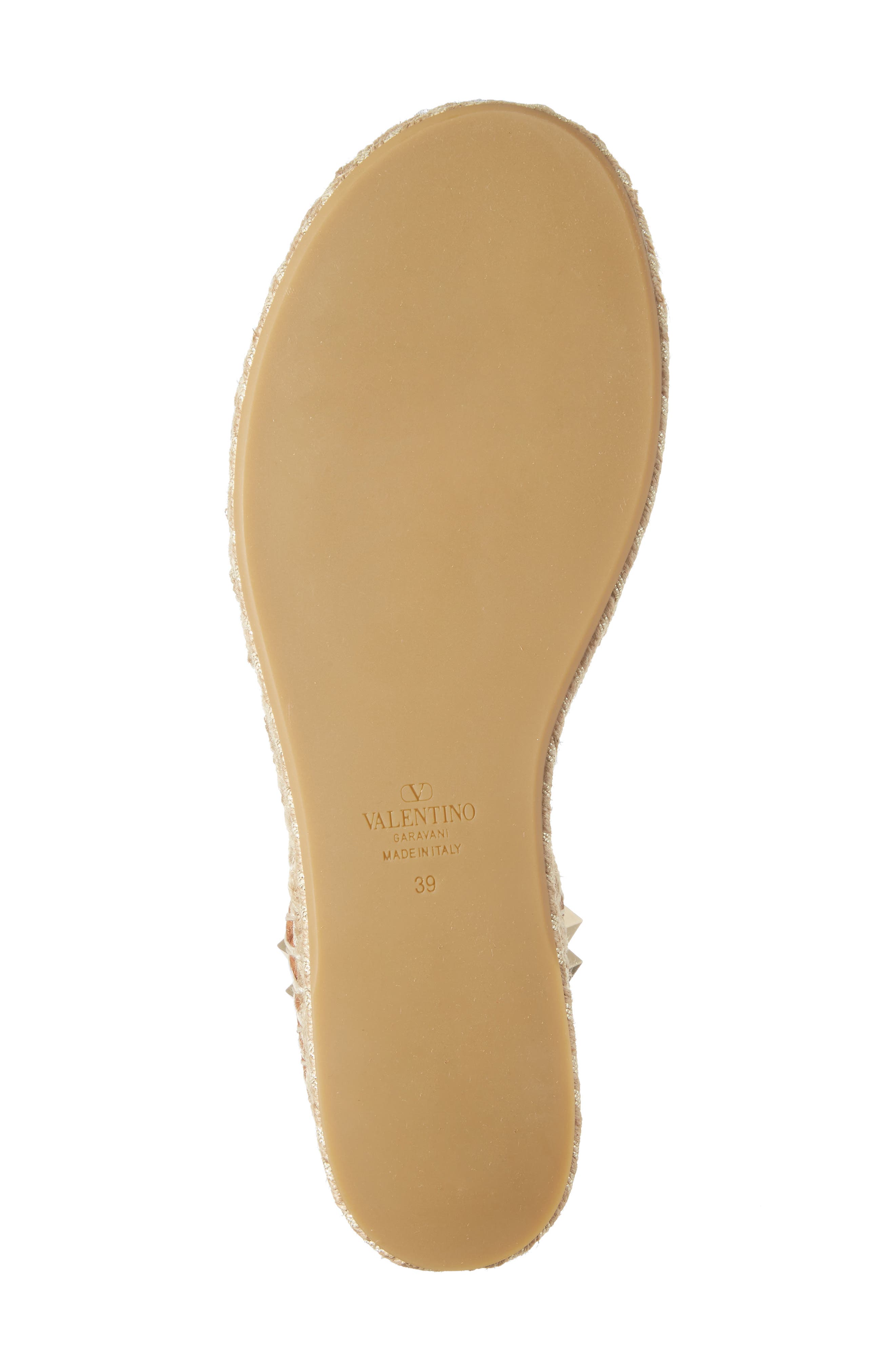 Valentino Garavani Rockstud Espadrille Wedge Sandal, Alternate, color, 48L Selleria/Naturale