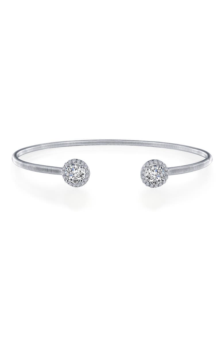 Lassaire Simulated Diamond Cuff, Main, color, SILVER/ APRIL CLEAR