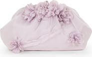 Jewel Badgley Mischka Violet Jacquard Satin Floral Applique Pouch Clutch