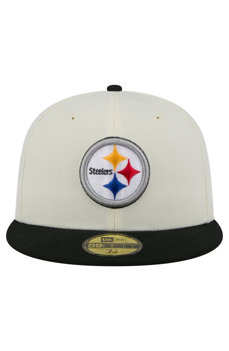 New Era Men's New Era  White/Black Pittsburgh Steelers Main 59FIFTY Fitted Hat, Alternate, color, 