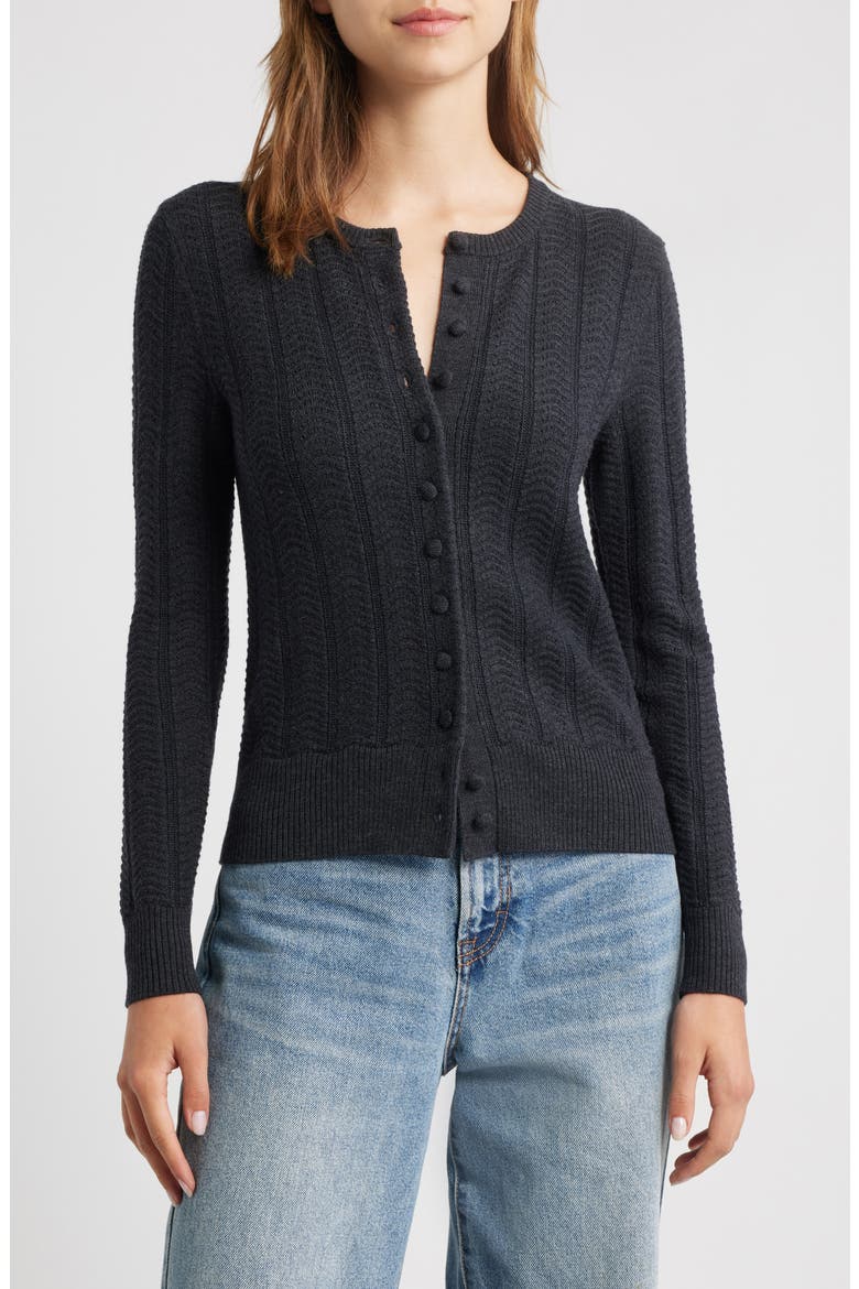 Francesca Wool Blend Cardigan, Main, color, CHARCOAL