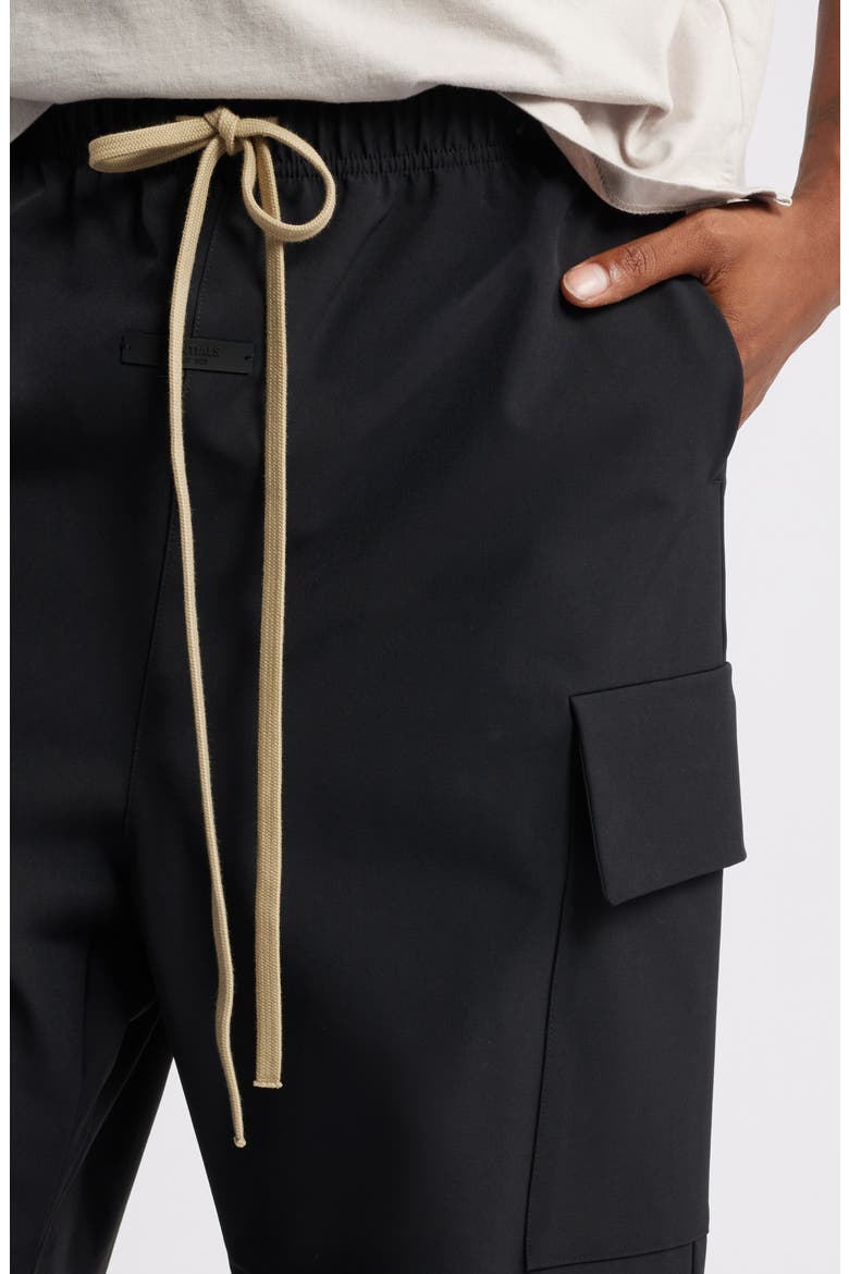 Bonded Nylon Blend Cargo Drawstring Field Pants, Alternate, color, BLACK