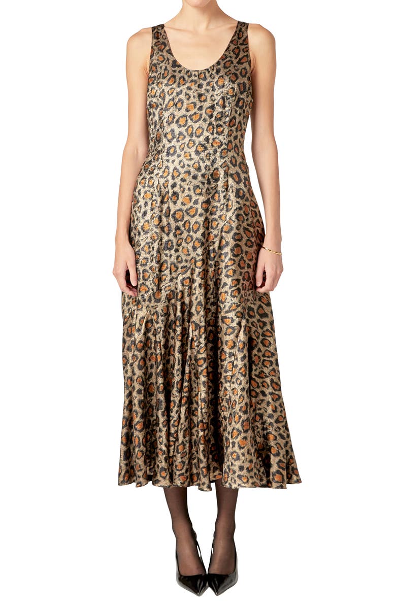 Endless Rose Leopard Print Ruffle Hem Dress, Alternate, color, Animal Print