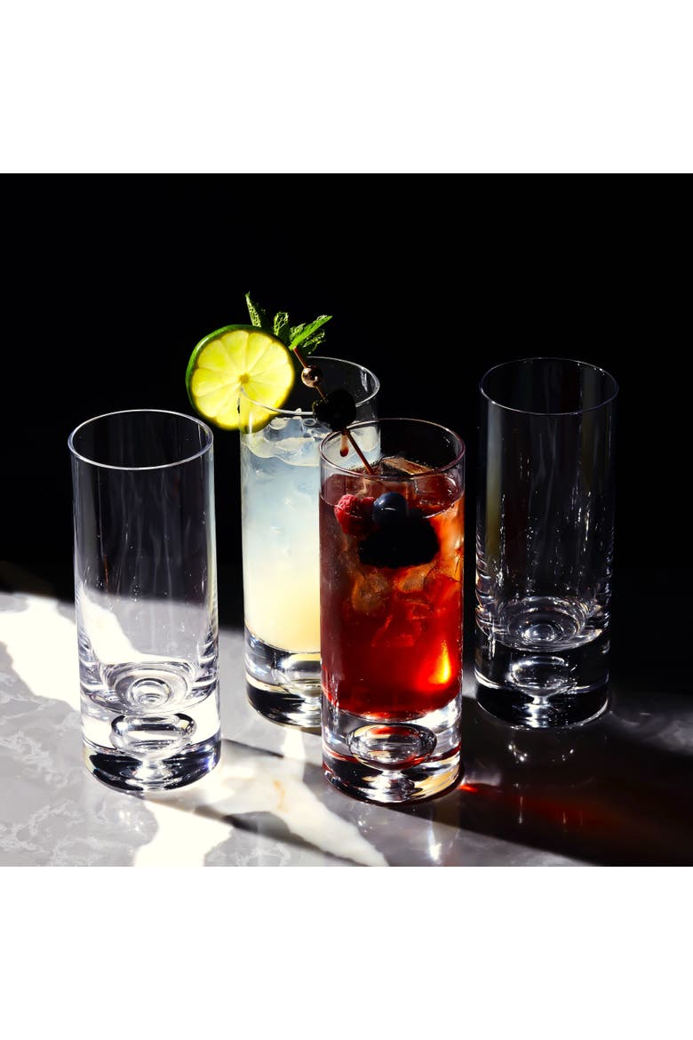 Crystal Bubble Base Collins Glass Highball Tumbler - 12oz - Set of 4, Alternate, color, Clear