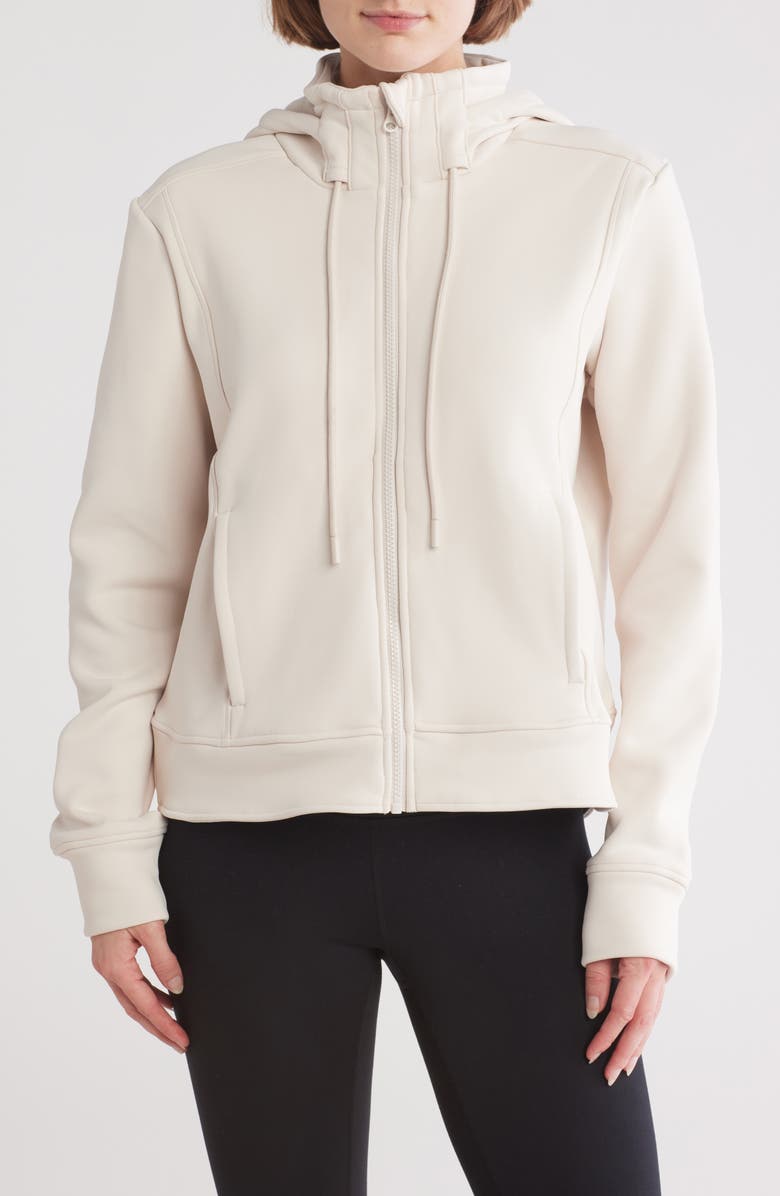 90 DEGREE BY REFLEX Scuba Fleece Full Zip Hoodie, Main, color, Crystal Gray