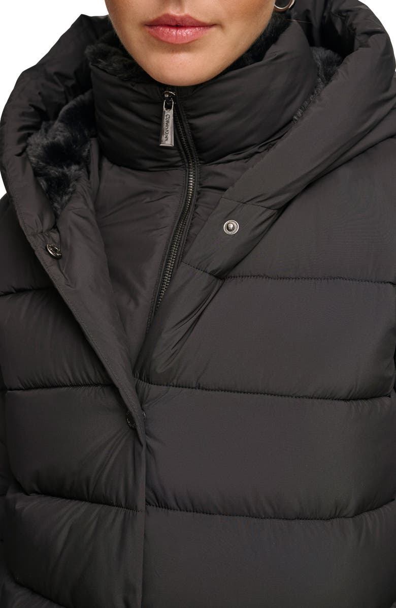 Calvin Klein Faux Fur Lined Hooded Bib Puffer Jacket, Alternate, color,