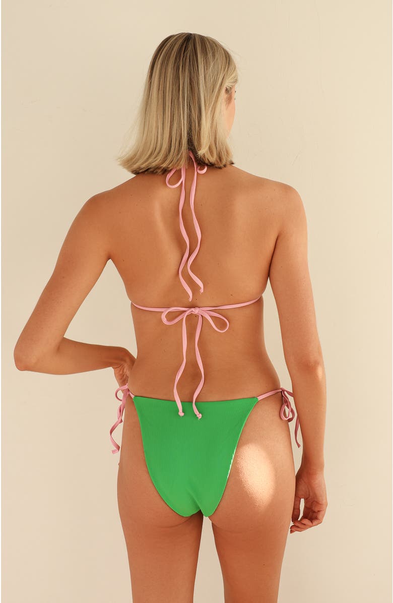 Dippin Daisys Palm Tie Back Triangle Bikini Top, Alternate, color, Paradise Palms/Tropical Punch