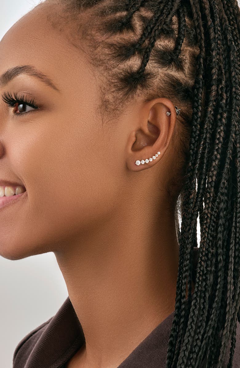 Sterling Forever 18K Rose Gold Plated CZ Graduated Crawler Earrings, Alternate, color, Rosegold