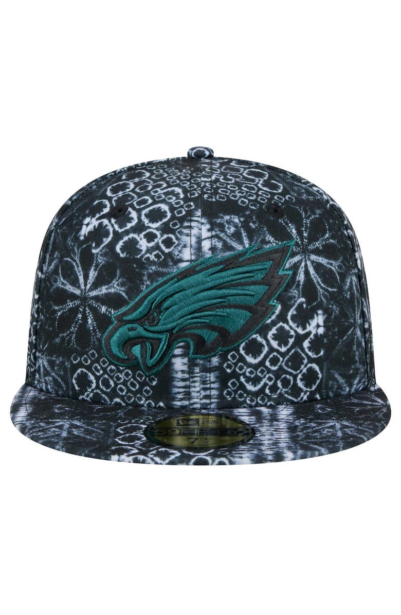 New Era Men's New Era Black Philadelphia Eagles Shibori 59FIFTY Fitted Hat, Alternate, color, 