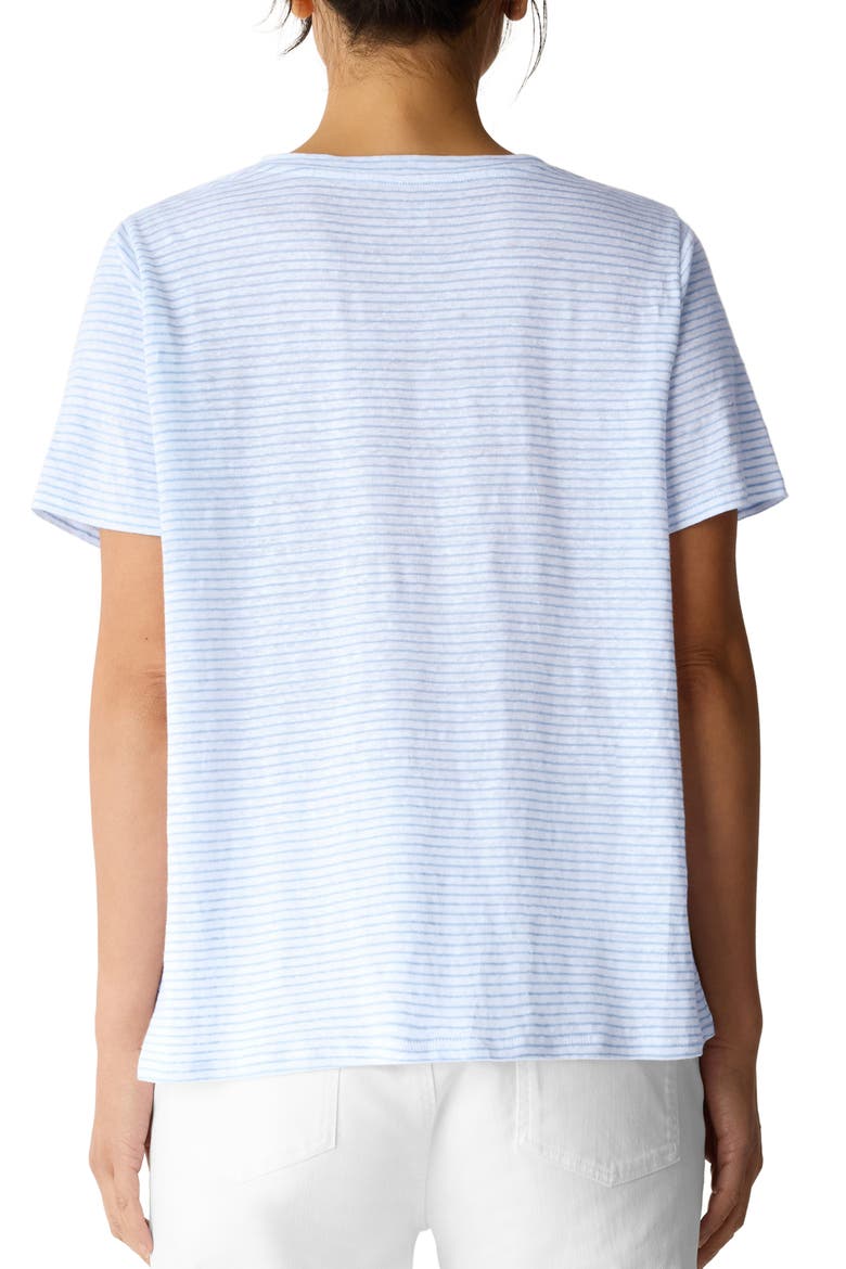 Stripe Organic Linen T-Shirt, Alternate, color, SKYLIGHT