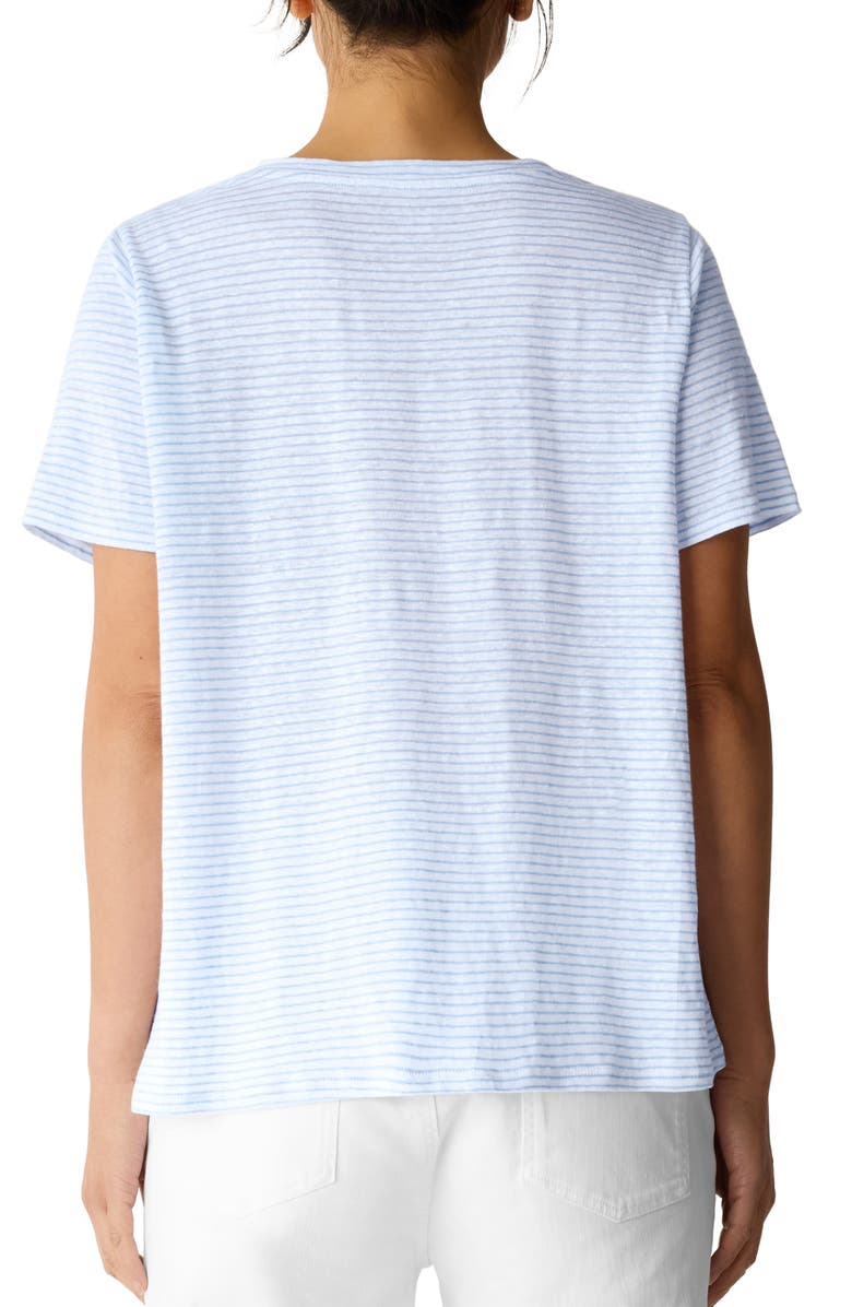 Eileen Fisher Stripe Organic Linen T-Shirt, Alternate, color, Skylight