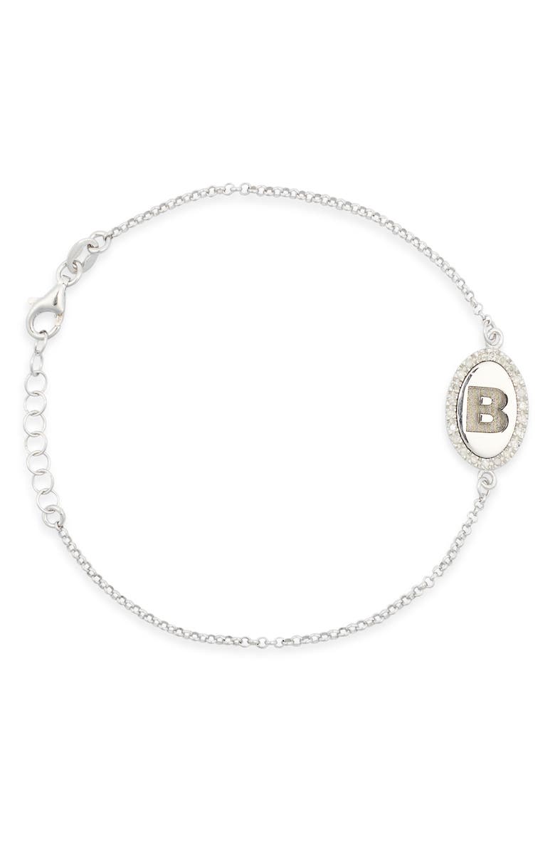 MESHMERISE Diamond Initial Disc Bracelet, Main, color, White-B