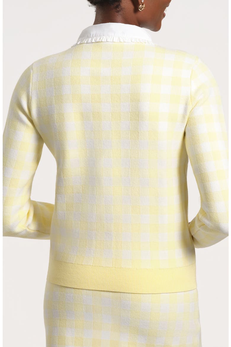 Mixed Media Gingham Cardigan, Alternate, color, WHITE MULTI
