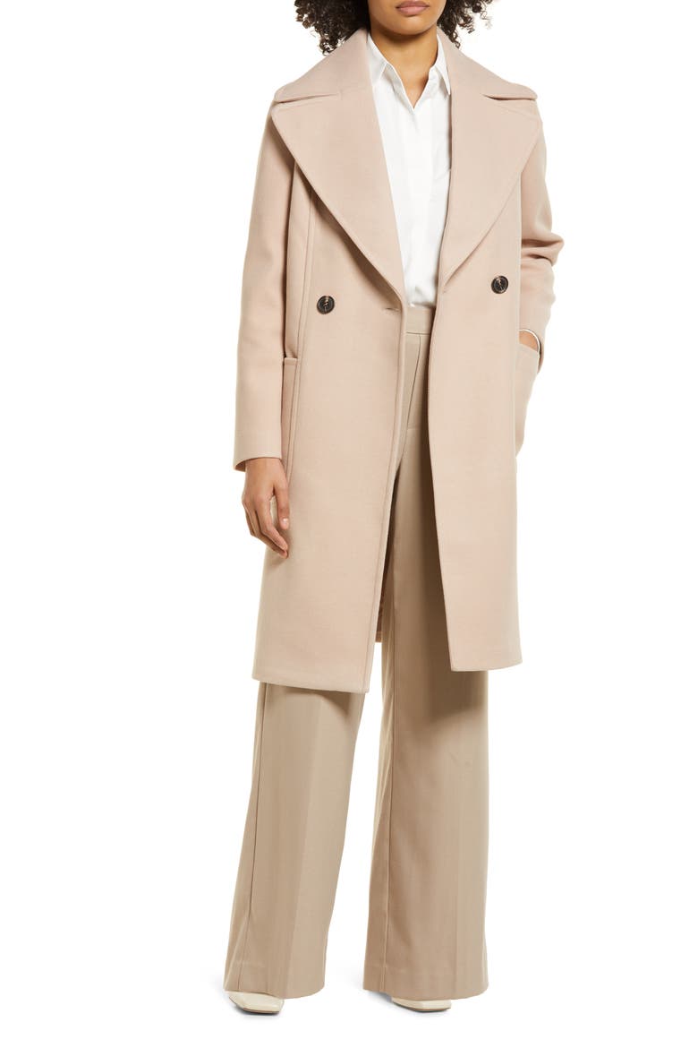 Double Breasted Coat, Alternate, color, TAN DOESKIN