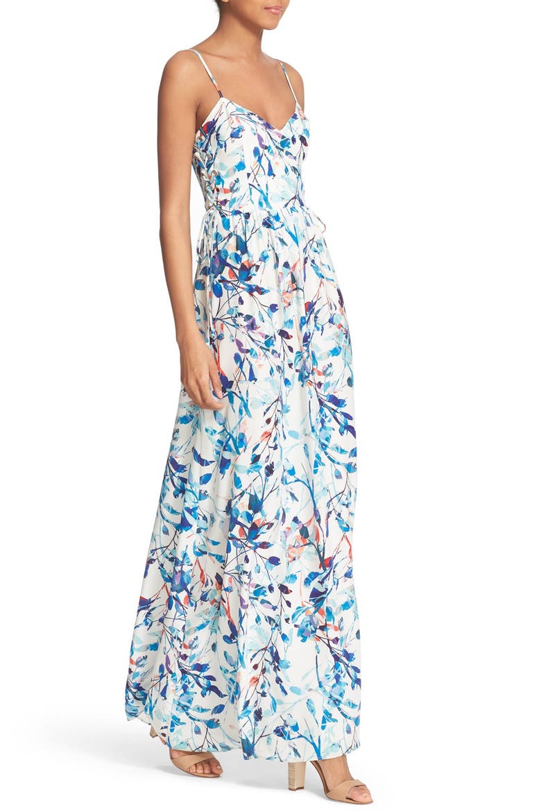 'Virginia' Lace-Up Silk Maxi Dress, Alternate, color, CATALONIA