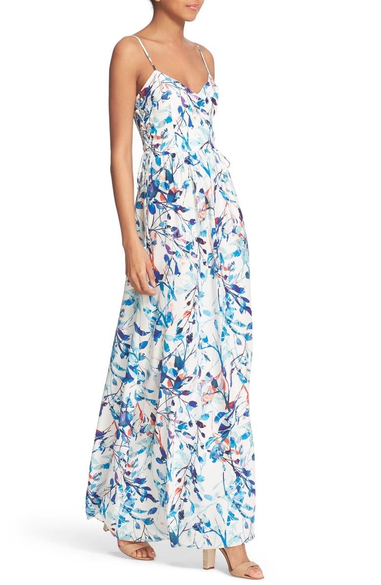 Parker 'Virginia' Lace-Up Silk Maxi Dress, Alternate, color,