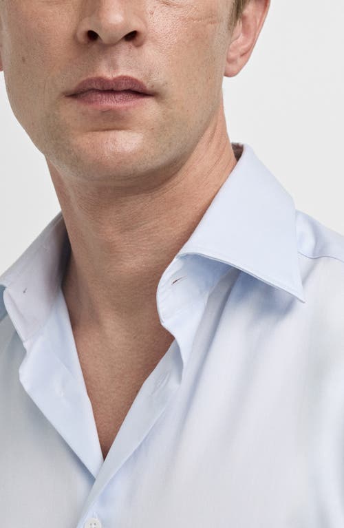 Mango Slim Fit Microprint Cotton Twill Button-up Shirt In Sky Blue