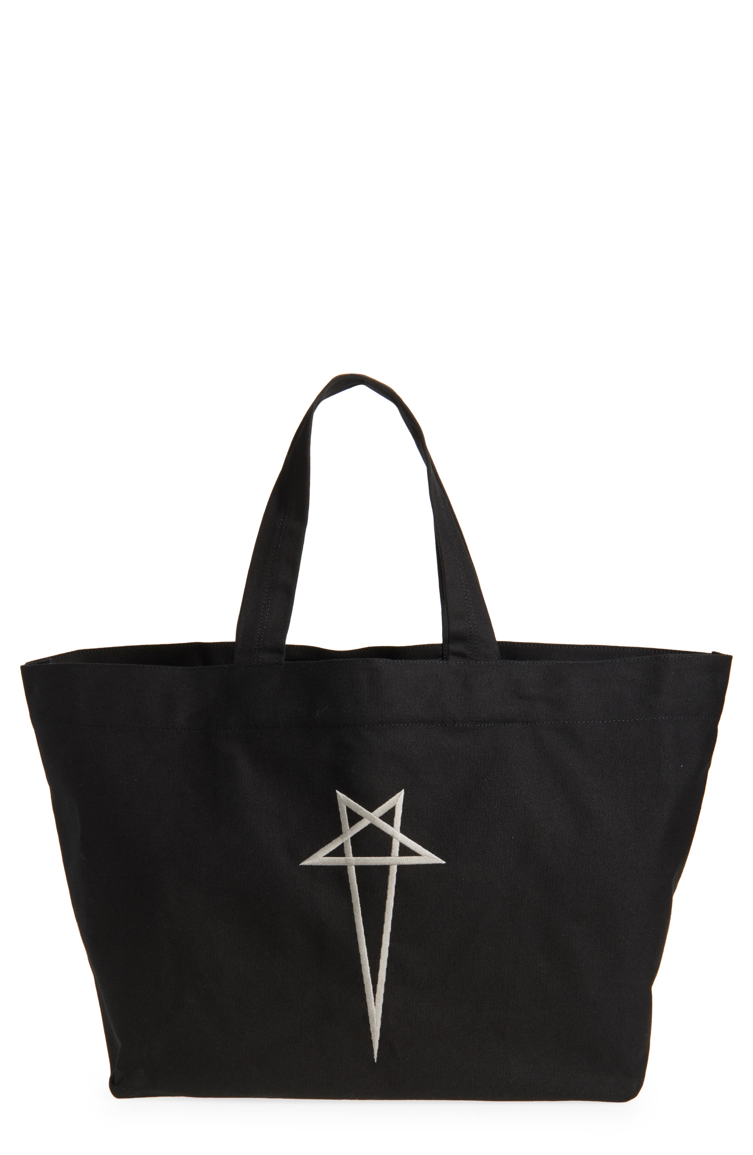 Rick Owens Star Embroidered Canvas Beach Tote, Main, color, Black/ Pearl