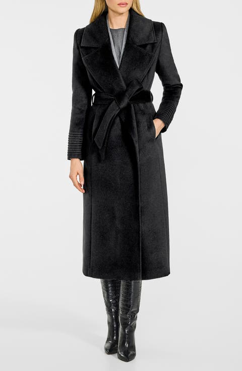 Baby Alpaca Blend Large Notched Collar Wrap Coat